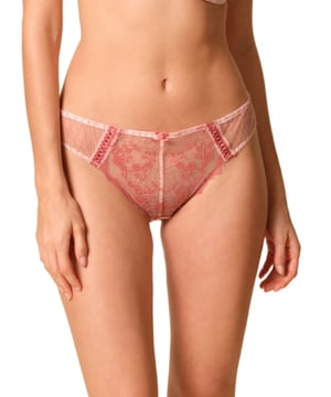 Gossard Lacage Brief. Mid rise brief with soft brushed mesh, metallic yarn and intricate embroidery. The product is recommended for hand wash only.