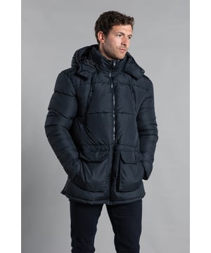 This hooded, padded parka jacket from French Connection is perfect for colder days. Features zip fastening, hood with popper fastening, two front pockets, two chest zip pockets, and a zip pocket on the sleeve. Perfect for layering, style this jacket over your favourite Autumn/Winter essentials.