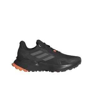 Womens adidas Terrex Soulstride RAIN.RDY Trail Running Shoes in core black.Take your run off-road. From your front door to the trails and back again  these adidas trail running shoes support your strides with lightweight cushioning and comfort. Waterproof RAIN.RDY keeps feet dry when you're hopping over streams and muddy patches. Traxion rubber offers multidirectional grip on both the tarmac and the trails.Made with a series of recycled materials  this upper features at least 50% recycled content. This product represents just one of our solutions to help end plastic waste.- Waterproof trail running shoes made in part with recycled materials.- Regular fit- Lace closure- Mesh upper- RAIN.RDY- Textile lining- EVA midsole- Midsole drop: 9 mm (heel: 29 mm - forefoot: 20 mm)- Traxion outsole- Upper contains a minimum of 50% recycled content- Ref: ID3434