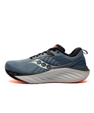 The Saucony Triumph 22 mens running shoe is designed to transform every run into a joyful experience. Featuring Sauconys signature PWRRUN PB foam, it delivers maximum cushioning and energy return, giving you a plush yet responsive ride that makes any distance feel effortless. The Triumph 22 isnt just built for performanceits crafted for comfort and versatility. Whether you're logging long miles or moving through your day, this shoe offers a feel-good fit that adapts to your lifestyle.
The engineered mesh upper is soft and breathable, providing luxurious comfort, while the adaptive lacing system ensures a secure, personalised fit. A soft heel collar lining and padded tongue gently hug your foot, enhancing the overall plush feel. With a modern silhouette and a balanced platform that suits a variety of foot types, the Triumph 22 is as stylish as it is functional. From daily runs to everyday wear, the Triumph 22 is made for those who know that running is not just a sportits a source of happiness.

- Textile / synthetic mix upper
- Modern silhouette with a balance platform
- Adaptive lacing system
- PWRRUN PB foam cushioning
- Soft heel collar and padded tongue
- Heel pull loop for easy on / off wear
- Vegan-friendly and made with recycled materials
- Comfort cushioned insole
- Durable rubber outsole
- Saucony branding