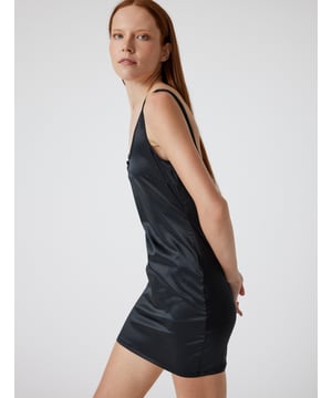 -Satin -Relax -Ohne Tasche -Volle  Länge -Ärmellos -Ärmellos -Rundhalsausschnitt -Nachthemd