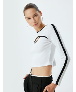 Venster gedetailleerd uitgesneden Slim zonder zak Normale lengte Lange mouw Ronde kraag Tshirt