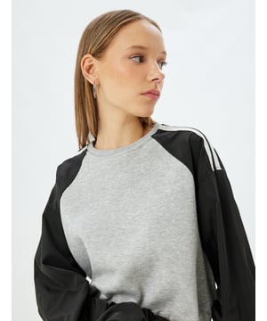 -Softshell -Einsatz Von Zwei Verschiedenen Stoffen -Relax -Ohne Tasche -Kroplänge -Reglan- Ärmel -Langärmelig -Rundhalsausschnitt -Sweatshirt