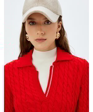 -Regular -Ohne Tasche -Normale Länge -Drop-Schulter -Langärmelig -Polokragen -Sweater