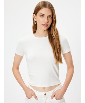 Slim zonder zak Normale lengte Korte mouw Ronde kraag Tshirt