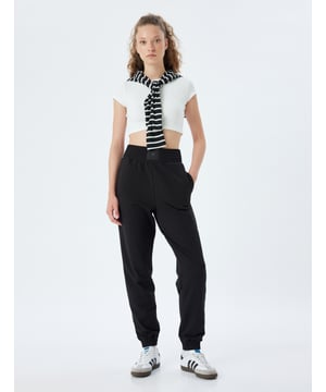 -Mit Etikett Detail -Foliendruck -Stern -Relax -Jogger -Seitentasche -Krop Länge(Handgelenk) -Hohe Leibhöhe -Hosenbein Mit Gummizug -Sweathose