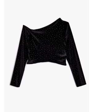 Steen Gedetailleerd Slim zonder zak Normale lengte Lange mouw Asymmetrische kraag Blouse