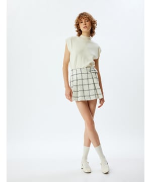 Geregenereerd geplooid Normaal Korte rok zonder zak Mini-lengte Normale taille Broekenrots