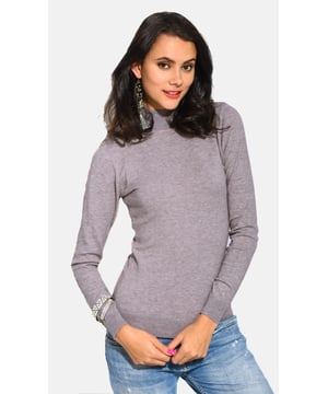 GB - Klassische 3-lagige gestrickte Pullover mit Stehkragen und langen Ärmeln