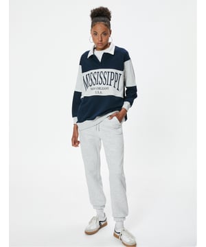 -Softshell -Mit Farbblock -Pigmentdruck -College -Oversize -Ohne Tasche -Volle  Länge -Langärmelig -Polokragen -Sweatshirt