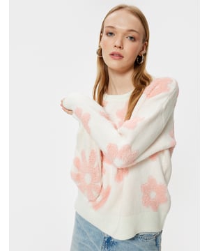 -Recycelt -Mit Jacquard -Regular -Ohne Tasche -Normale Länge -Langärmelig -Rundhalsausschnitt -Sweater