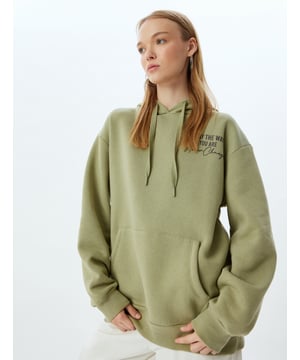 Bci-katoen Met drukwerk Pigment afdruk Vrouw Relax Kangoeroezak Normale lengte Lange mouw Capuchon kraag Sweatshirt
