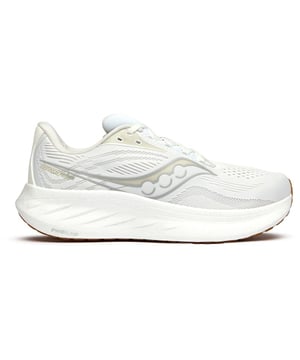 The Saucony Ride 18 delivers dependable performance for runners who clock serious miles. Built with a breathable textile upper and neutral support system, these white trainers excel at daily training runs while keeping your feet comfortable from first step to finish line. The 8mm drop provides a smooth heel-to-toe transition, making them perfect for logging those essential base miles with confidence.