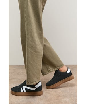 Faux suede finish for a soft, tactile appeal
        Distinctive platform sole adding height and contemporary edge
        Contrasting side stripes for a sporty aesthetic
        Traditional lace-up fastening for a secure, adjustable fit
        Cushioned footbed providing all-day comfort
    
    These Oasis platform trainers combine retro-inspired design with modern comfort, creating a versatile addition to your casual wardrobe. The chunky platform sole offers subtle height whilst maintaining a relaxed silhouette, perfect for everyday wear. Style with straight-leg jeans for a laid-back weekend look, or pair with a floaty midi dress to create an effortless contrast between feminine and sporty elements. The neutral tones make these trainers incredibly versatile, complementing everything from denim to casual dresses. Ideal for family gatherings, weekend brunches, or casual shopping trips, these lace-ups deliver both style and practicality. The faux suede texture adds a touch of sophistication to an otherwise casual trainer, making them a standout piece in your footwear collection.