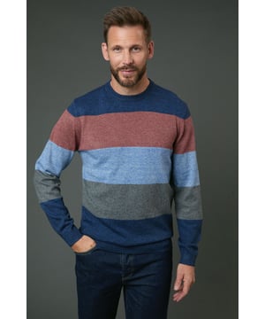 Bold colourblock design featuring distinctive horizontal stripes
        Classic crew neck for timeless appeal and versatile layering
        Ribbed cuffs and hem for a secure, comfortable fit
        Relaxed silhouette offering ease of movement without sacrificing style
        Soft knitted construction perfect for transitional weather
    
    This Maine colourblock jumper brings contemporary flair to your casual wardrobe with its striking horizontal stripe pattern. The classic crew neck design ensures versatility, making it ideal for layering under a denim jacket or wearing solo. As shown, pair with dark wash jeans and white trainers for an effortlessly stylish weekend look. The relaxed fit offers comfort without compromising on style, making it perfect for family gatherings, casual outings with mates, or relaxed days at the office. The ribbed detailing at cuffs and hem provides structure and ensures the jumper maintains its shape throughout the day. This adaptable piece transitions seamlessly from autumn walks to winter gatherings, offering both warmth and style for the cooler months.