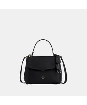 Emory Top Handle in Lux Pebbled Leather, Four protective feet at base, Inside zip and multifunction pockets, Outside zip pocket,  Length: 25.50 cm,  Width: 11.00 cm,  Height: 17.50 cm