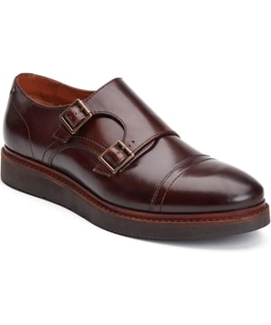 Meet Knight - a double monk strap shoe with attitude. Featuring a bold rubber wedge sole, sleek toe cap stitching, and Ortholite cushioning for all-day swagger. Perfect for gents who mix sharp style with daring modernity.