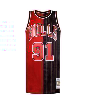 The Mitchell &amp; Ness NBA Chicago Bulls #91 Rodman Swingman Jersey celebrates one of basketball’s most iconic forwards. Featuring authentic team colours and premium craftsmanship, it’s perfect for fans and collectors honouring Dennis Rodman’s legendary career with the Bulls.
Key Features
Material: 

Lightweight, breathable mesh fabric for comfort.

Design: 

Classic Chicago Bulls colours with Rodman’s #91 detailing.

Fit: 

Swingman cut inspired by authentic NBA on-court jerseys.

Branding: 

Official Mitchell &amp; Ness and NBA embroidered logos.

Comfort: 

Breathable build keeps you cool on and off the court.

Durability: 

Premium stitching ensures long-lasting wear.

Style: 

Throwback jersey that pairs effortlessly with jeans, joggers, or shorts.

Heritage: 

Pays tribute to Dennis Rodman’s impact and legacy with the Chicago Bulls dynasty.