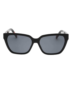 Marke: Hugo Boss. Rahmenmaterial: Kunststoff. Brillenmerkmale: 100% UV-Schutz, Blockiert UVA und UVB-Strahlung. Design: Unifarben. Sicherheitsstandards: EN 1836:2005. Inhalt: 1 Gehäuse, 1 Reinigungstuch, 1 Anleitungen. Stil: Katzenaugen.