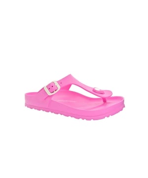 Nu extra voordelig in onze Meisjesschoenen sale outlet, dit hippe item uit onze Birkenstock sale! Laatste maten dus ben er snel bij want op=op!
Gizeh neon pink EVA slipper met smal voetbed.