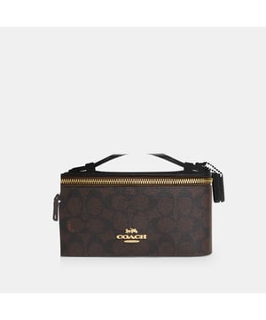 The Cosmetic Case In Signature Canvas is crafted of Signature Coated Canvas and smooth leather. This comestic bag has room for your makeup and skincare, but it also features a detachable strap for easy carrying. Whether you're getting ready for a day out or packing for a weekend getaway, it has g, Inside multifunction pocket,  Length: 19.50 cm,  Width: 10.50 cm,  Height: 12.00 cm