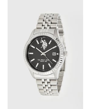 Quarzwerk (hohe Präzision)                          40mm Edelstahlgehäuse                                                  Edelstahl-Bezel                                                            Schwarzes Sonnenstrahl-Zifferblatt mit silbernen Indizes                                   Edelstahlkrone / Edelstahl-Gehäuseboden                                   Hoch beständiges Mineralglas                                      Edelstahlarmband mit Edelstahl-Personalisierungsschnalle                              Wasserdicht bis 5 ATM