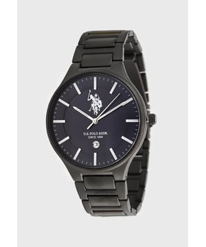 Kwartzuurwerk (hogere precisie) 42 mm metalen kast met IP zwarte plating Metalen bezel met IP zwarte plating Donkerblauwe sunray wijzerplaat met aangebrachte zilveren indexen RVS kroon / RVS kastdeksel Hoog weerstand mineralen glas Metalen band met IP zwarte plating en RVS persoonlijk gespsluiting Waterdicht 3 ATM