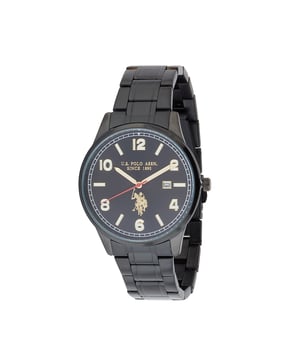 Quarzwerk (hohe Präzision) 42 mm Metallgehäuse mit IP-Schwarzbeschichtung und gebürsteter Oberfläche Sonnenschwarz Zifferblatt Edelstahl-Gehäuseboden / Edelstahl-Krone Hochgradiges Mineralglas Edelstahlband mit IP-Schwarzbeschichtung und personalisierter Edelstahl-Schließe Wasserfest bis 3 ATM