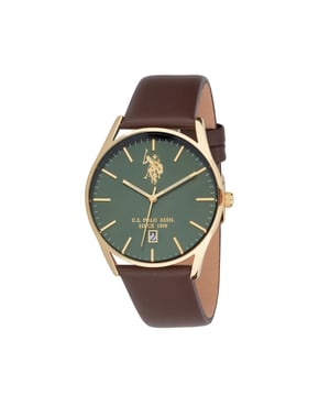Kwartsbeweging (hoge precisie)                   40 mm metalen slanke behuizing met gele goud plating                                              Metalen bezel met gele goud plating                                                            Donkergroene zonnestraal wijzerplaat met gele goud indexen                                                                           RVS kroon / RVS achterkant                                Hoogwaardige mineraalglas                                     Donkerbruine kalfsleren band met RVS persoonlijke gesp                                                               Waterbestendig tot 3 ATM