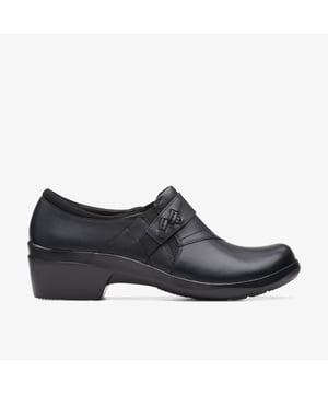 Perfect for casual work and weekend wear, Angie Pearl is a slip-on shoe that’s a true wardrobe investment. Luxurious, lasting cushioning comes from the Ultimate Comfort footbed – enhanced with heel and arch support – while the lightweight, slip-resistant sole encourages stable, confident steps. Crafted from soft black leather and finished with a detailed strap, this versatile silhouette makes use of subtle elasticated panels to ensure a great fit.