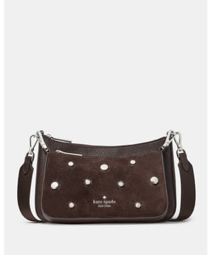 Duet Suede Studs Small Crossbody, Front: 4.48"H, 7.92"L, 1"W  Back: 5.56"H, 8.96"L, 1.4"W, Fits Largest Iphone, Slip Pocket In Back Pouch,  Length: 23.00 Cm,  Width: 4.00 Cm,  Height: 14.00 Cm