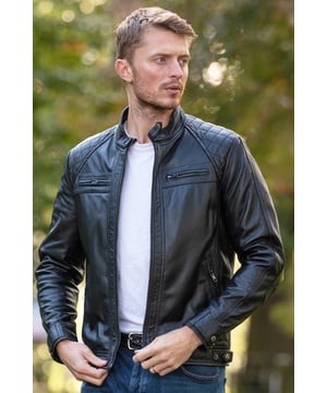 Ashwood Luxury Leather, 100% genuine leather, Regular fit, Biker style, Zip fastening closure, Short round stand collar with tab and press stud fastening, Two chest functional zip pocket, Two side pockets with zips, Biker diamond and stitch detail, Two internal leather trimmed pockets, Fully lined. Combining the influence of British culture surrounding the biker bomber, the Bronx delivers practicality and style in one. Expect a high grade hide in a vintage wash effect and hand rubbed leather . A  modern take on the biker style to fit the british scene in a timeless fashion statement. The biker style has been around for just under a century and its here to stay.  An iconic symbol of rebellious attitude that has seen its influence  at different times over the years.