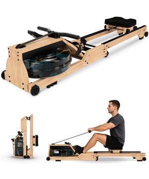 
Flowsense RowForge Wood Roeiapparaat Ervaar het realistische gevoel van roeien op water met de Elvora Wave van Flowsense. De 11 liter watertank zorgt voor natuurlijke weerstand die zich aanpast aan jouw roeikracht. Hoe harder je roeit, hoe zwaarder de weerstand, net als op echt water.  Slim en snel in elkaar gezet De Elvora Wave is eenvoudig te monteren met slechts 9 onderdelen. In slechts 20 minuten staat hij gebruiksklaar. Dankzij het duidelijke stappenplan is montage kinderspel, zelfs voor beginners.  Ontworpen voor iedereen (ook langere of zwaardere gebruikers) Deze roeitrainer is extra stevig gebouwd met een draagkracht van maar liefst 140 kg. Geschikt voor mensen tot 200 cm lang én intensief gebruik. Ideaal dus voor lange of zware sporters.  Innovatieve, stille en stevige constructie De rails zijn gemaakt van massief staal en extra lang. De pedalen zijn fluisterstil (slechts 15 dB) en voorzien van verstelbare antislip-oppervlakken. Samen met de antislip-handgrepen en stabiele basis biedt dit maximale veiligheid en comfort tijdens je training.  Compact, inklapbaar en eenvoudig te verplaatsen Na je training klap je de Elvora Wave eenvoudig verticaal op om ruimte te besparen. Dankzij de transportwieltjes rol je hem moeiteloos naar een andere plek. Ideaal voor thuisgebruik.  Slimme LCD-display voor realtime trainingsgegevens De geavanceerde LCD-monitor toont al je prestaties: tijd, roeislagen, totaal aantal slagen, calorieverbruik, afstand en slagen per minuut (SPM). Wissel makkelijk tussen de gegevens met de MODE-knop of kies voor automatisch scrollen.  Comfortabel trainen De comfortabele zitting, stevige pedalen en ergonomische handgrepen zorgen voor langdurig trainingscomfort. De zitting glijdt soepel over de rails, wat zorgt voor een vloeiende roeibeweging.  Gratis Kinomap-app voor virtueel roeien wereldwijd Download de gratis Kinomap-app en roei virtueel over echte routes wereldwijd. Geniet van uitdagende trainingsroutes en houd je voortgang bij met leaderboard-functionaliteit.  Compact maar krachtig Met een lengte van 170 cm en een breedte van 50 cm is de Elvora Wave compact, maar toch geschikt voor roeiers tot 195 cm. Met een gewicht van 26 kg is het toestel stabiel, stevig én makkelijk verplaatsbaar.  30 dagen op proef + 24 maanden garantie Probeer de Elvora Wave 30 dagen risicoloos uit. Niet tevreden? Geld terug. Je krijgt daarnaast 24 maanden garantie op dit product.