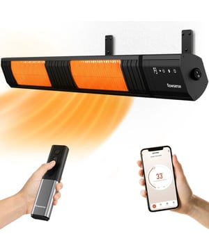 
Flowsense Heater: 3000W krachtige infrarood verwarming Geniet direct van intense warmte dankzij het hoge vermogen van 3000W. Ideaal voor binnen en buiten.  Verwarmt tot 35m² efficiënt Perfect voor terrassen, veranda’s of grote binnenruimtes. Zo blijf je comfortabel warm, zelfs op frisse avonden.  IP65 water- en stofbestendig Weerbestendig ontwerp - veilig te gebruiken in de tuin of onder een overkapping.  9 warmtestanden - instelbaar van 500W tot 3000W Stel de temperatuur precies af op jouw voorkeur met één druk op de knop.  180° draaifunctie Richt de warmte precies waar jij het nodig hebt. Ideaal voor hoekopstellingen of langere ruimtes.  Inclusief afstandsbediening & app-bediening Pas eenvoudig de warmte aan vanaf je stoel via de afstandsbediening of smartphone app.  LED-display met touchbediening In één oogopslag zie je welke stand actief is. Bedien snel en intuïtief via het verlichte paneel.  Timerfunctie tot 24 uur Bespaar energie met de handige timerinstelling - stel hem in van 1 tot 24 uur.  Stijlvol en compact design Met een lengte van 102,5 cm past deze slanke heater moeiteloos in elk interieur of buitenruimte.  Eenvoudige muurmontage - binnen 15 minuten Alles wat je nodig hebt zit in de doos. Geen installateur nodig - plug & play.  Tot 45°C warmteafgifte Binnen enkele seconden voelbare warmte, zonder lange opwarmtijd.  Complete set geleverd Inclusief heater, montagebeugels, schroeven, pluggen, afstandsbediening en handleiding in NL/EN.