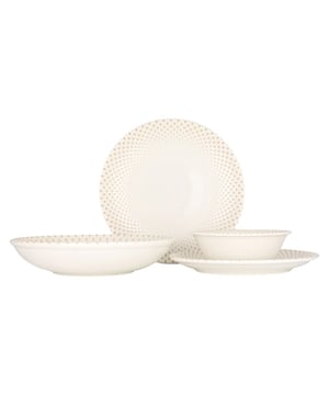 
Voeg een zijdezacht tintje toe aan uw keuken en leven met onze unieke collecties. Rinart porselein streeft ernaar om de traditie van het verleden duurzamer te maken met de moderne ontwerpen van de toekomst. Om dit doel te bereiken komen alleen de beste materialen uit de handen van bekwame ambachtslieden tot leven en raken ze de levens van gewone mensen die verhalen delen rond de tafel.Deze set bevat:- 6 dinerborden 27 cm- 6 dessertborden 23 cm- 6 diepborden 25 cm(1200cc)- 6 kommetjes 16 cm (400 cc)Specificaties:- Magnetronbestendig: Dankzij onze duurzame grondstoffen en uitgebreide R&D-inspanningen; kunnen onze producten veilig in de magnetron worden gebruikt.- Vaatwasmachinebestendig: Alle producten van Rinart zijn vaatwasmachinebestendig. Je hoeft je nooit zorgen te maken over het in de vaatwasser zetten van de vaat.- Thermische schokbestendig: onze producten zijn duurzaam tegen plotselinge temperatuurschommelingen en onder extreme temperatuuromstandigheden in de keuken met een hard glazuuroppervlak en hoogwaardige grondstoffen.- Glazuurbeschermend: Krassen zijn een veelvoorkomend probleem als het om porseleinen serviesgoed gaat. Rinart biedt een hoge duurzaamheid tegen krassen.- Edge Chip Garantie: Het volledige Rinart-productassortiment is uitgerust met een hoge chipweerstand. Dit beschermt ze tegen schokken.Materiaal: PorseleinKleur: Multicolour