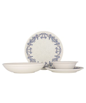 
Voeg een zijdezacht tintje toe aan uw keuken en leven met onze unieke collecties. Rinart porselein streeft ernaar om de traditie van het verleden duurzamer te maken met de moderne ontwerpen van de toekomst. Om dit doel te bereiken komen alleen de beste materialen uit de handen van bekwame ambachtslieden tot leven en raken ze de levens van gewone mensen die verhalen delen rond de tafel.Deze set bevat:- 6 dinerborden 27 cm- 6 dessertborden 23 cm- 6 diepborden 25 cm(1200cc)- 6 kommetjes 16 cm (400 cc)Specificaties:- Magnetronbestendig: Dankzij onze duurzame grondstoffen en uitgebreide R&D-inspanningen; kunnen onze producten veilig in de magnetron worden gebruikt.- Vaatwasmachinebestendig: Alle producten van Rinart zijn vaatwasmachinebestendig. Je hoeft je nooit zorgen te maken over het in de vaatwasser zetten van de vaat.- Thermische schokbestendig: onze producten zijn duurzaam tegen plotselinge temperatuurschommelingen en onder extreme temperatuuromstandigheden in de keuken met een hard glazuuroppervlak en hoogwaardige grondstoffen.- Glazuurbeschermend: Krassen zijn een veelvoorkomend probleem als het om porseleinen serviesgoed gaat. Rinart biedt een hoge duurzaamheid tegen krassen.- Edge Chip Garantie: Het volledige Rinart-productassortiment is uitgerust met een hoge chipweerstand. Dit beschermt ze tegen schokken.Materiaal: PorseleinKleur: Multicolour