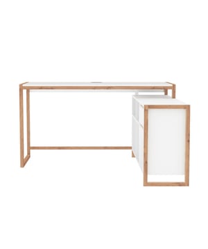 
Ontdek de DENVER hoekbureau, de perfecte aanvulling voor je thuiswerkplek of kantoor! Dit modulaire bureau biedt met zijn slimme indeling van 4 vakken, 1 deur en 1 lade een georganiseerde en efficiënte werkruimte. Dankzij de royale afmetingen van 139 cm breed en 139 cm diep, heb je volop ruimte voor al je benodigdheden, van je laptop tot notitieblokken. Het strakke design in wit met lichte houtkleur, specifiek Sonoma Eik, zorgt voor een moderne en lichte uitstraling die in elk interieur past.De DENVER is niet alleen praktisch, maar ook duurzaam. Vervaardigd uit hoogwaardige spaanplaat, MDF en afgewerkt met ABS-randen en een melamine coating, is dit bureau bestand tegen dagelijks gebruik. De flexibiliteit van dit hoekbureau komt tot uiting in de mogelijkheid om de deur en lade zowel links als rechts te monteren, zodat je het bureau volledig kunt aanpassen aan jouw ruimte en voorkeuren. Een handige kabeldoorvoer helpt je om je werkplek netjes en opgeruimd te houden.Hoogte75 cmBreedte139 cmLengte139 cmAfmetingen139 cm x 139 cm x 75 cmMateriaalSpaanplaat, MDF, ABS-randen, Melamine afwerkingKleurWit, Licht houtkleur, Sonoma EikGewicht46.5 kgAantal compartimenten4Aantal deuren1Aantal lades1Gemaakt inPolenModulairJaDeur en lade plaatsingLinks of rechts monteerbaarKabeldoorvoerJaProduct typeModulair hoekbureau