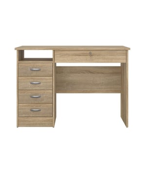 
Op zoek naar een functioneel en stijlvol bureau dat perfect past in je studeerkamer, thuiskantoor of slaapkamer? Dit bureau met 5 lades, waarvan één afsluitbaar, biedt de ideale oplossing voor al je opbergbehoeften. Met een breedte van 109,3 cm is er genoeg ruimte om comfortabel te werken, studeren of creatief bezig te zijn. De lades, uitgevoerd in een warm eiken decor, zorgen voor een opgeruimde werkplek en een prettige sfeer.Dit bureau is niet alleen praktisch, maar ook een aanwinst voor je interieur. Het spaanplaat materiaal garandeert een stevige constructie, terwijl de metalen ladegeleiders en handgrepen zorgen voor een soepele bediening en een duurzame afwerking. De subtiele eikenhouten look past moeiteloos in diverse woonstijlen. Of je nu een student bent die een studieplek nodig heeft, of een professional die een efficiënt thuiskantoor zoekt, dit bureau voldoet aan al je eisen.Afmetingen109.3 cm x 48.5 cm x 75.6 cmMateriaalSpaanplaatKleurEiken decorAantal Laden5Afsluitbare LadeJaLadegeleidersMetaalHandgrepenMetaalDikte Bovenblad18 mmDikte Structuur15 mmMontage VereistJaLand van HerkomstDenemarken, Faeröer, GroenlandHoogte75.6 cmDiepte48.5 cmBreedte109.3 cm