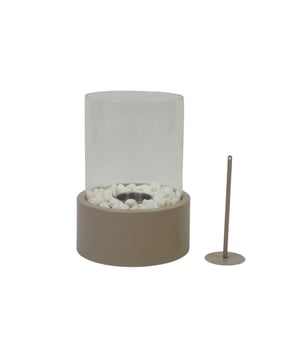 
WHAT A FIREPLACE - This is the ultimate ambiance creator. There is no place better than in front of a fireplace. With his size and design the metal tableburner is very compact. The metal/ glass table burner always fit. This bio brander works with bio ethanol and has a fire stopper to end the fire. Create a cozy home with these colourful table bio ethanol burners.  Important features:- Made of metal/glass- Stones included- Metal fire distinguisher included- Bio ethanol not included. - Size: 21x21x28 cm Styling tip: Place the table burner on the table and cuddle up around it. Enjoy!  Merk: Table Burner - Round - Metal/Glass - Taupe - 21x21x28cm