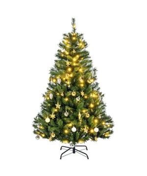 
Ah, het lastige probleem van de boom... Het komt elk jaar terug en dit jaar ben je het zat om de stekels uit je woonkamer te vegen! Een kunstkerstboom maakt je leven gemakkelijker! Met nauwkeurig geplaatste LED's accentueert deze boom de contouren van elke tak perfect, waardoor je werk een stuk makkelijker wordt! Alles wat je hoeft te doen is je persoonlijke kerstboomversieringen toevoegen voor een perfect resultaat.Omschrijving:· Duurzaam, vlamvertragende PVC-naalden· 511 takpunten bieden veel ruimte voor decoratieve ornamenten· Sfeervolle lichtjesketting met 120 warm witte LED‘s· Inclusief feestelijke kerstballen/-decoratie· Staat stabiel dankzij een standaard van hoogwaardige kwaliteit· Herbruikbaar, naalden vallen niet uit, ideaal om meerdere keren tijdens Kerst te gebruiken· Snel op te zettenTechnische specificaties:· Materiaal: PVC, metaal· Kleur: groen· LED-kleur: warm wit· Totale afmetingen: Ø95 x 150 h cm· Transformatorspanning: 220-240 V / 50 Hz· Aantal takpunten: 511· Gewicht: 5 kg· Kabellengte: 1,8 m - Afmeting: 150 cm - Kleur: Groen - Materiaal: PVC