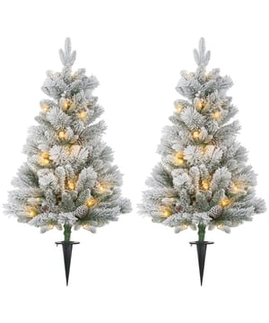 
Verlicht uw feeststemming met de HOMCOM Kerstboomset! Deze 90 cm hoge kerstbomen zijn versierd met warmwitte LED's en kunstsneeuw. Ze zijn versierd met rode bessen en dennenappels voor de klassieke kerstsfeer. Het batterijgevoede, snoerloze ontwerp van de kerstboom maakt een flexibele opstelling mogelijk, perfect voor elke locatie die feestelijke schittering zoekt.Omschrijving:· Set van twee 90 cm hoge kerstbomen verrijkt de kerstdecoratie· Traditionele warmwitte LED-lampjes met continue verlichting· Lampjes met timer, 6 uur uit en 18 uur aan· Kunstmatig sneeuwgewoel van de kerstboom creëert een winterse sfeer· Versierd met rode bessen en dennenappels voor een feestelijke touch· Batterijgevoede ontwerp van de kerstboom maakt flexibele plaatsing mogelijk· Makkelijk vormbare takken zorgen voor een snelle opzet in slechts drie minuten· Vlamvertragende takken zorgen voor veiligheid en geruststelling.Technische specificaties:· Kleur: Groen+Wit· Lichtkleur: Warmwit· Materiaal: Kunststof, Metaal· Totale afmetingen: Ø55 x 90H cm· Boomhoogte: 0.91 m· Kabellengte: 0,3 m· Aantal toppen: 151· Aantal lichten: 100 (LED)· Aantal decoraties: 18· Let op: Om een volledig uiterlijk te bereiken, graag alle afzonderlijke toppen spreiden om de optimale look van de boom te krijgen. Er wordt aanbevolen om 3 minuten te besteden aan het vormgeven van de boom - Afmeting: - Kleur: Groen - Materiaal: Plastic