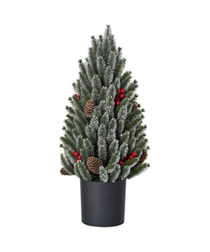 
Onze prachtige kerstboom van HOMCOM is een geweldig alternatief voor conventionele bomen, omdat ze weinig onderhoud vergen. Deze boom in de perfecte boomvorm is gemaakt van volle en realistische plastic punten. Met rode bessen en met sneeuw bedekte dennenappels, zal deze kleine tafelkerstboom dit jaar en de komende jaren zeker een in het oog springend decoratief element zijn voor de kerstversieringen van je gezin.Omschrijving:50 cm hoge kunstkerstboom in realistische boomstijl, met 8 rode bessen, 7 besneeuwde dennenappelsMet sneeuw bedekt design, de uiteinden zijn wit geverfd en creëren een winterse sfeer170 realistische plastic dennentakken, - Unieke spuitgiettechniek om een levensechte look te creërenDe kleine kerstboom is perfect als blikvanger op een tafel, schoorsteenmantel of bureauIndustrieel grijze, cilindrische kunststof voet met plantenbak voor betere stabiliteitDe takken zijn vlamvertragend, dus gegarandeerd veiligDe takpunten zijn al gevormd en deze mini-kerstboom is voorgemonteerd om je montagetijd te besparenTechnische specificaties:- Kleur van de boom: Groen- Materialen: PE, PVC- Afmetingen: Ø27 x 47 H cm- Aantal takpunten: 170Opmerking: Alleen geschikt voor gebruik binnenshuis, niet voor gebruik buitenshuis - Afmeting: 47 cm - Kleur: Groen - Materiaal: plastic