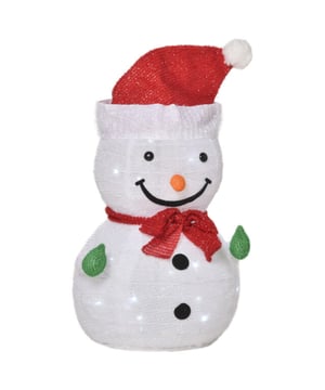 
Als je iemand bent die de voorkeur geeft aan traditioneel boven trendy, dan is de LED-sneeuwman iets voor jou omdat hij klassiek en uniek is. De sneeuwpop is perfect voor gebruik binnen en buiten. Hij is gemaakt van gemaakt van ultra-duurzaam, weerbestendig polyesterweefsel en ze hebben een interne LED-verlichting die je jaar na jaar steeds weer in een kerststemming zal brengen.Kenmerken:Mooie kerstverlichting voor in huis, tuin, terras, slaapkamer, woonkamer etc.Draagt een glinsterende muts en bijpassende sjaal om een feestelijke sfeer te creëren30 ingebouwde LED-lampjes werken op batterijen. 27 vaste lampjes en 3 knipperlichten2 grondpennen helpen de stabiliteit te vergrotenOppervlak van weerbestendig polyesterGebruiks- en opberggemak, het kan worden opgezet met twee stalen buizen en worden opgevouwen tot een formaat van Ø30 x 7 h cmVereist 3 AAA-batterijen, batterijen zijn niet inbegrepenTechnische specificaties:- Kleur: Groen + rood + wit- Type: Kerst sneeuwpop licht- Materiaal: polyester stof- Afmetingen: Ø30 x 51 h cm- Lengte stroomkabel: 50 cm- Lichtopbrengst ledlampjes: 3V, 0,06W- Accu: 1,5 V, 3 x AAA-batterij (niet inbegrepen)- Certificaten: CE-EMC, RoHS - Afmeting: 51 cm - Kleur: Wit - Materiaal: Polyester