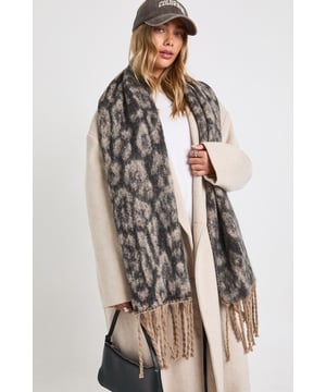 Leopard Tassel Fluffy Scarf