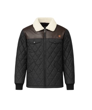 The JJ Willis Men's Quilted Biker Jacket will keep you warm and fashionable. With its timeless quilted design and superior insulation against cold weather, this jacket is made to be both comfortable and long-lasting. The soft sherpa collar provides additional warmth and comfort, and the leather shoulder detailing adds a dash of tough biker style. For easy storage, it has two side pockets, two chest pockets, and a full front zip closure. The hem and cuffs are ribbed for a snug fit and to help retain heat. This jacket blends practicality and style, making it ideal for everyday use, casual events, and winter wear.
