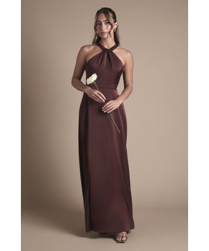 Elegant halterneck design with a twist detail
Luxurious satin fabric with a lustrous sheen
Flattering A-line silhouette with a floor-sweeping length
Defined waistline with a self-tie belt
Fully lined for a smooth, fit

Exude sophistication as a bridesmaid in this stunning satin gown from Coast. The halterneck design with a twist detail adds a touch of modern elegance, while the lustrous satin fabric radiates luxury. The A-line silhouette flatters the figure, and the self-tie belt cinches the waist for a defined shape. With its floor-sweeping length and fully lined construction, this dress is perfect for complementing the bride on her special day, ensuring you look and feel your best as part of the bridal party.