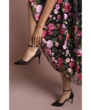 Krystal Satin Mesh Detail High Stiletto Heel Court Shoes