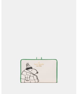 Peanuts X Ksny Medium Bifold Wallet, This Medium Wallet Holds All Your Credit Cards, Bills, Loose Change, I.D., Receipts, Tickets…And It Won't Take Up All The Space In Your Bag., 9 Cc Slots, Id Window, 2 Slip Pockets, 1 Bill Slot, L-Zip Coin Compartment,  Length: 14.00 Cm,  Width: 3.00 Cm,  Height: 9.00 Cm