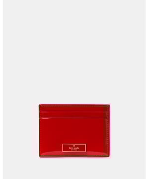 Bridget Patent Small Slim Card Holder, Here's A Place To Stash Concert Tickets, Photographs, Secret Love Notes...Oh, And Credit Cards Of Course., 4 Cc Slots, Open Middle Compartment,  Length: 10.00 Cm,  Width: 1.00 Cm,  Height: 8.00 Cm