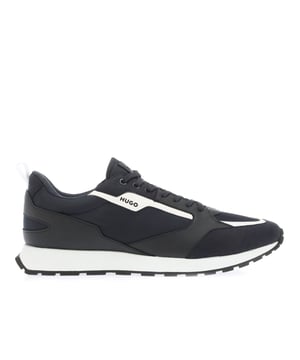 Mens HUGO Icelin Running Shoes in dark blue.- A combination of technical materials  such as mesh and synthetic or suede-like overlays.- Lace-up closure.- HUGO branding on the side panel  tongue  and heel.- Cushioned collar and insole.- Lightweight EVA midsole.- Rubber outsole for grip and durability.- Ref: 50529398401
